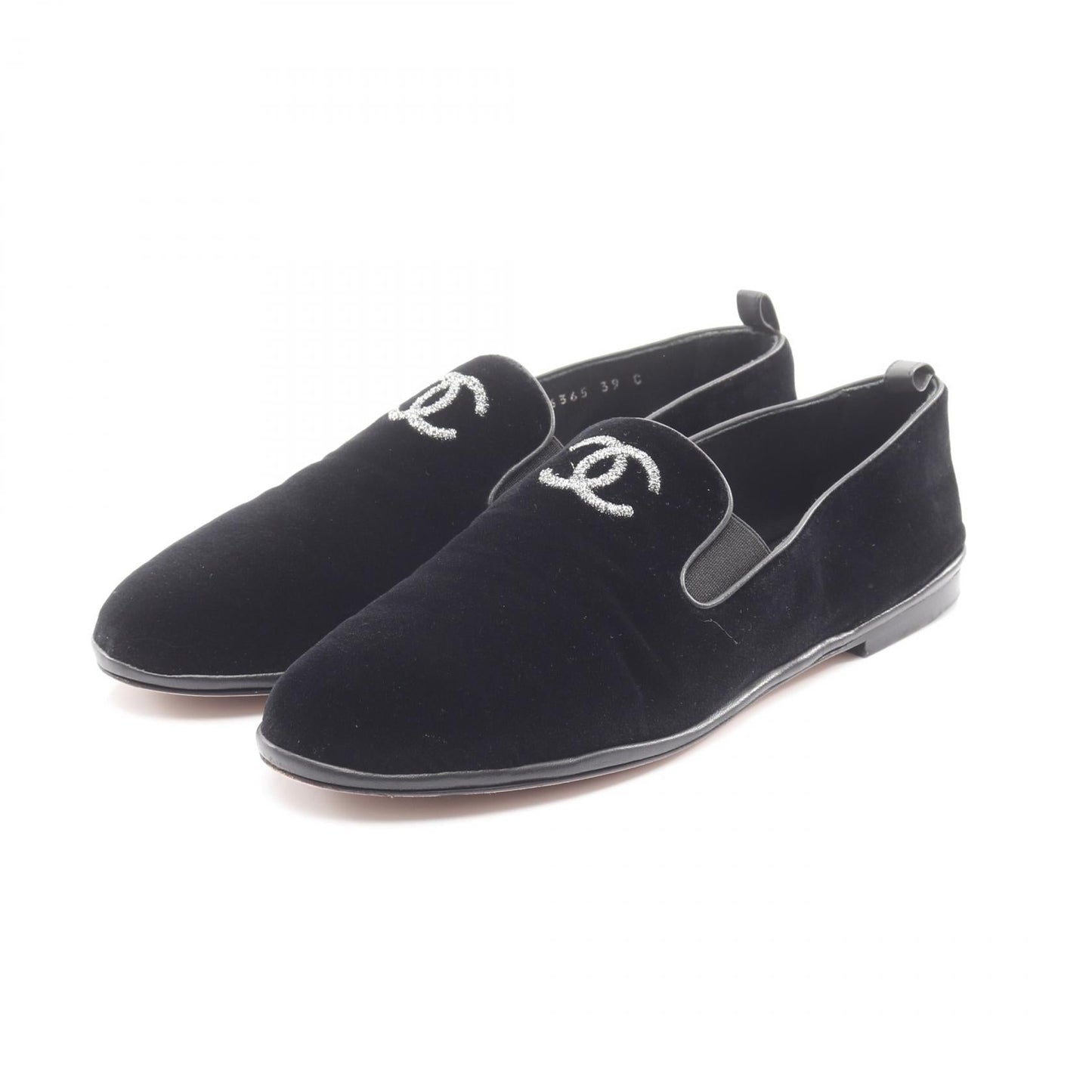 Chanel Coco Mark Fabric Slip-on Shoes