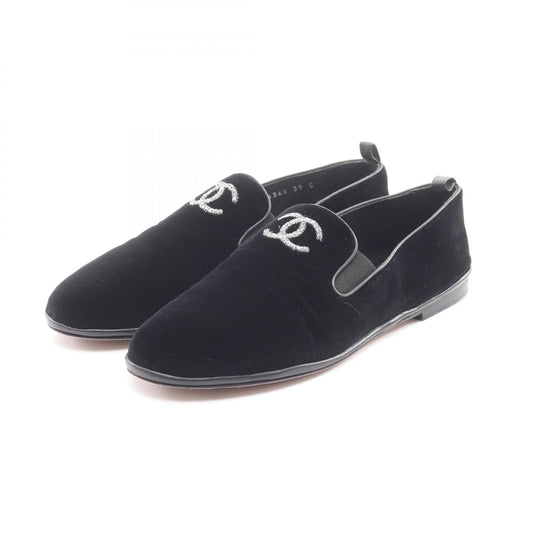 Chanel Coco Mark Fabric Slip-on Shoes