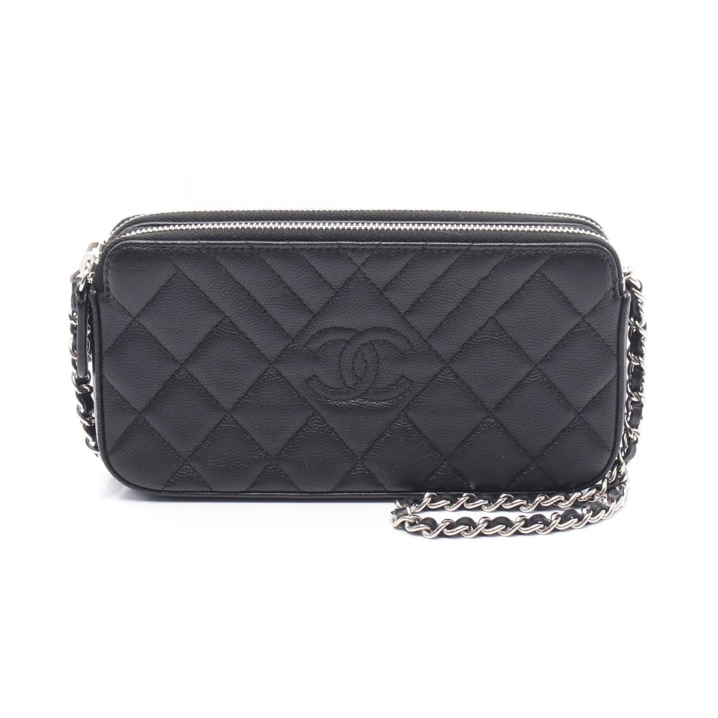 Chanel W Zip Grained Calfskin Shoulder Bag