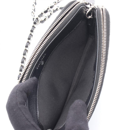 Chanel W Zip Grained Calfskin Shoulder Bag