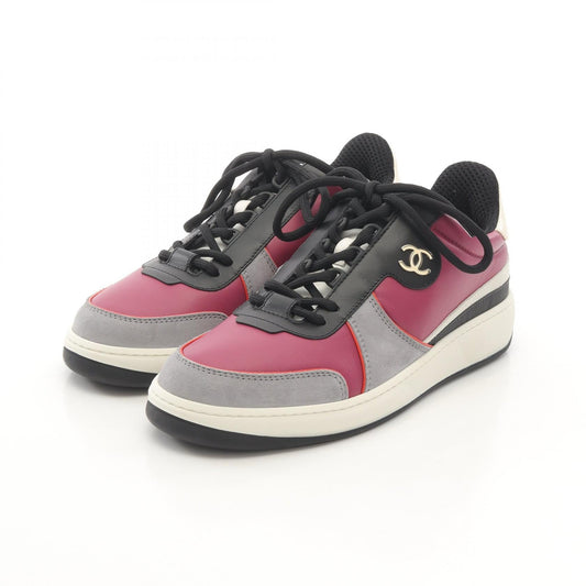 Chanel Coco Mark Leather Fabric Sneakers