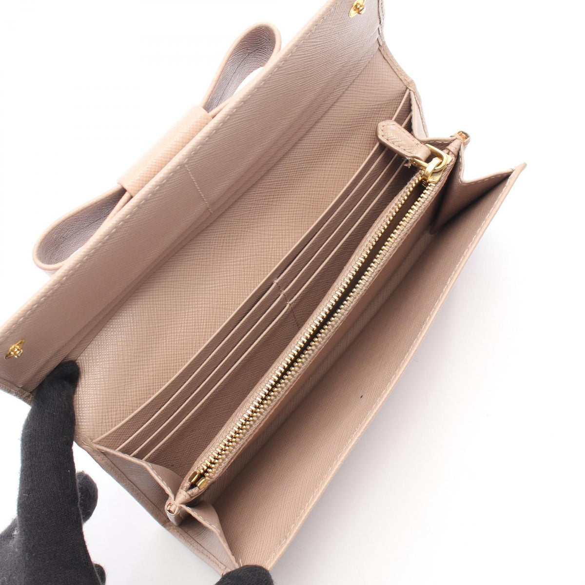 Prada SAFFIANO FIOCCO Saffiano Leather Long Wallet