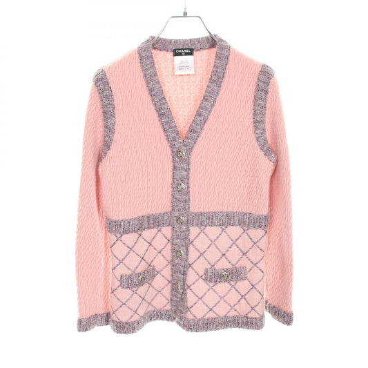 Chanel Matelassé Camellia Button Silk Cashmere Mohair Cardigan
