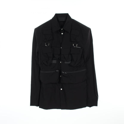 Prada Single Breasted Multi Pocket Cotton Shirt Jacket