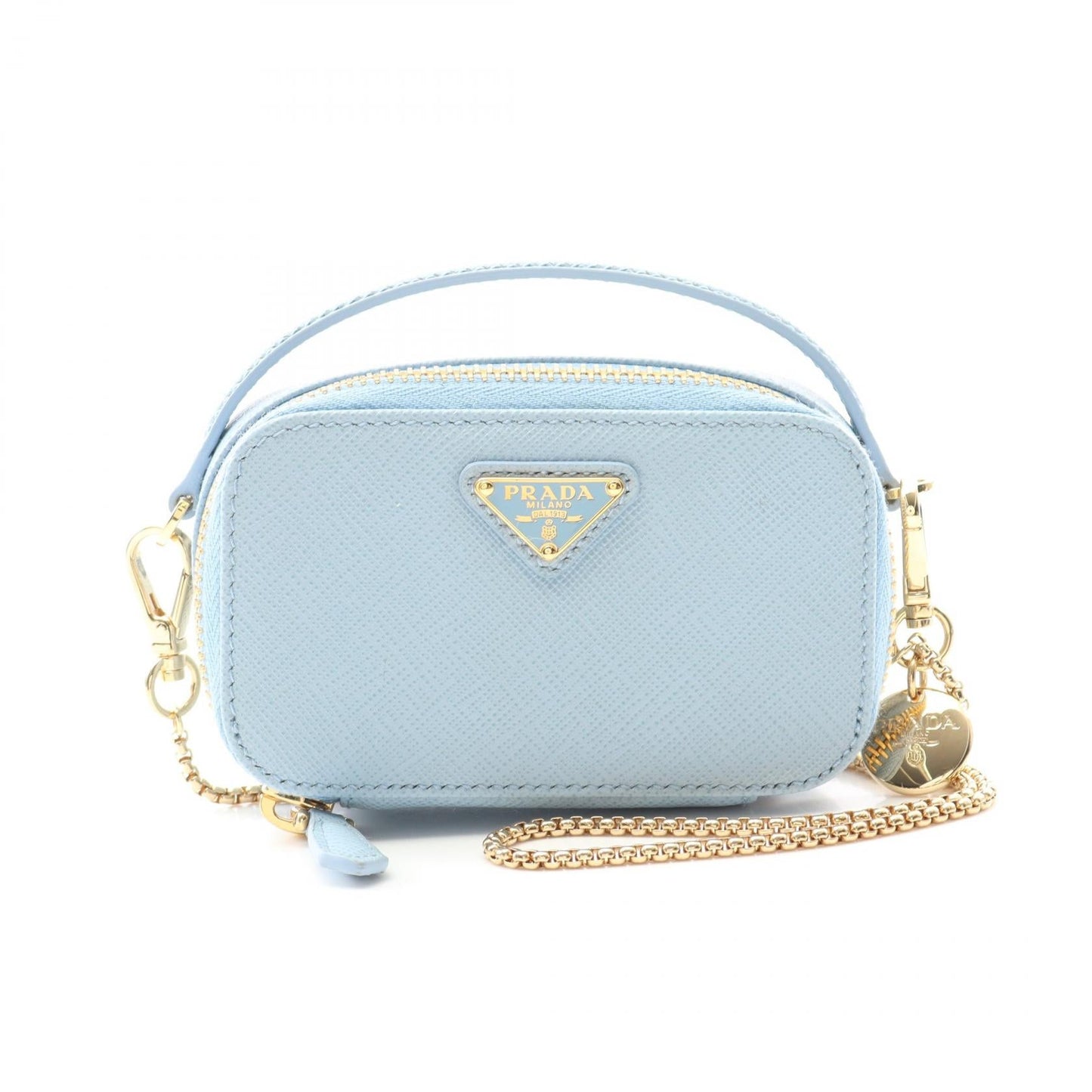 Prada Saffiano Triangle Mini Pouch Saffiano Leather Shoulder Bag