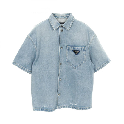 Prada Triangle Plate Denim Top