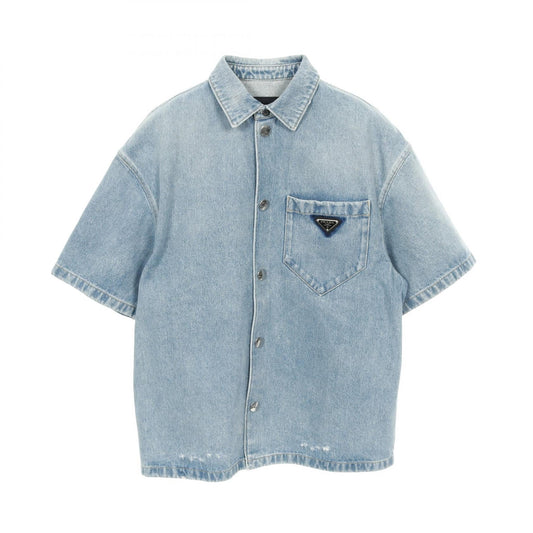 Prada Triangle Plate Denim Top