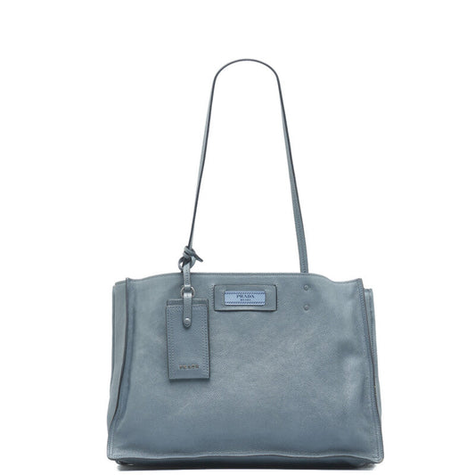 Prada Blue Leather Etiquette 2way Bag 1BG122