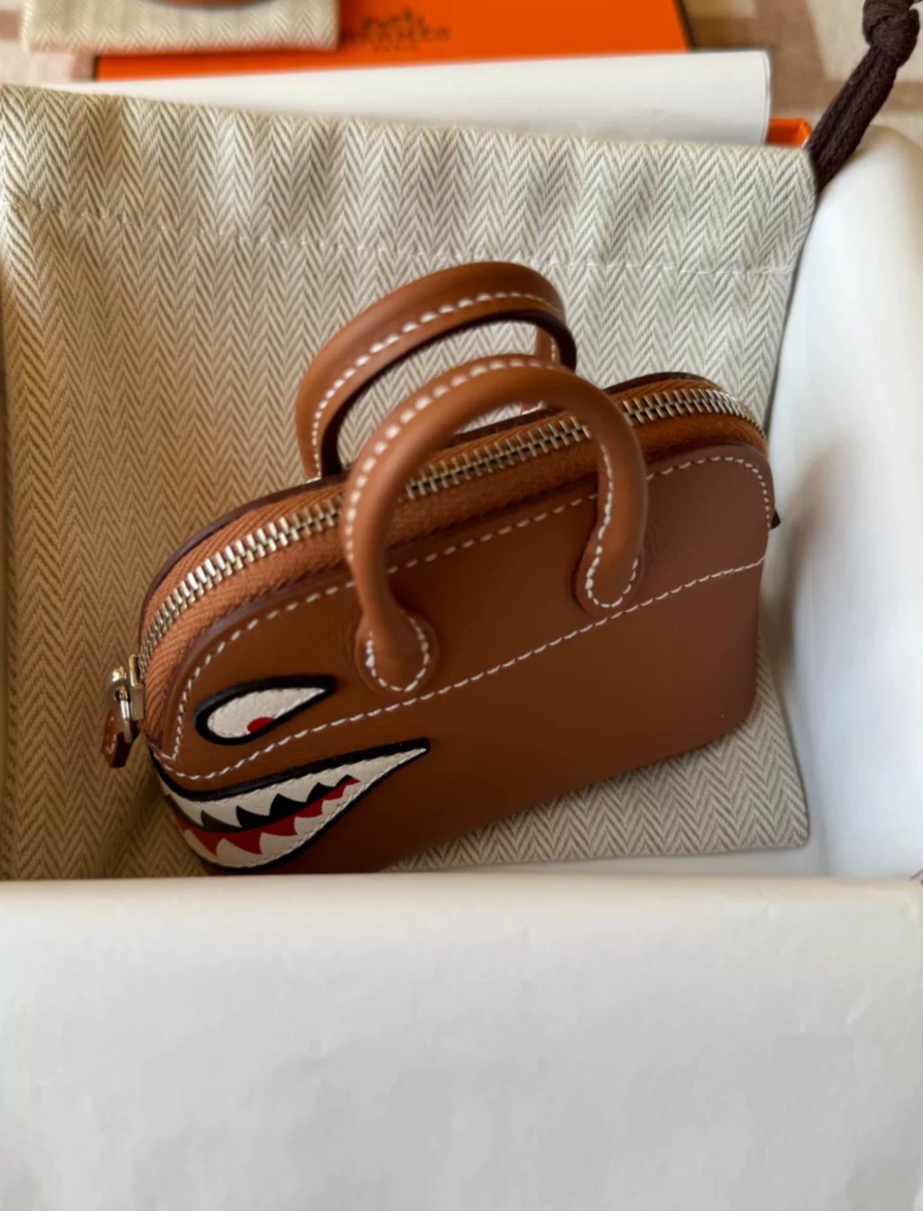 Hermes GOLD SWIFT MINI BOLIDE SHARK BAG CHARM