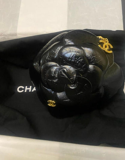 Chanel 23K Black Gold Camelia evening bag