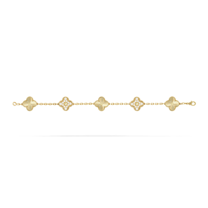 VAN CLEEF & ARPELS Vintage Alhambra Diamond Bracelet Laser Gold