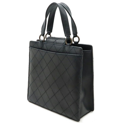 Chanel Leather Matelasse Coco Mark Handbag Black