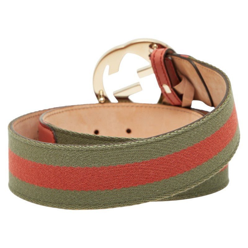 Gucci Interlocking G Leather Canvas Belt