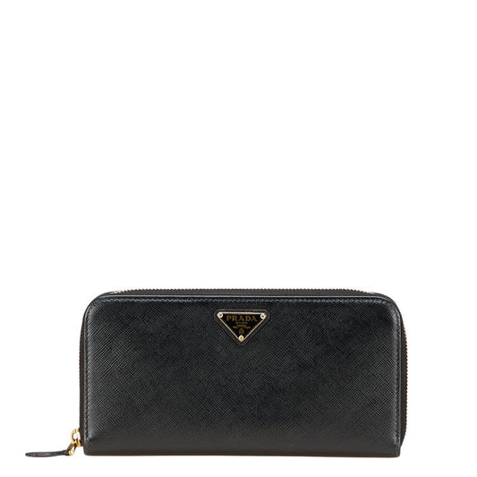 Prada Triangle Logo Saffiano Leather Long Wallet