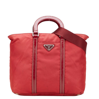 Prada Triangle Logo Plate Nylon Leather 2way Bag