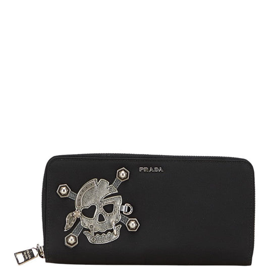 Prada Skull Nylon Leather Long Wallet