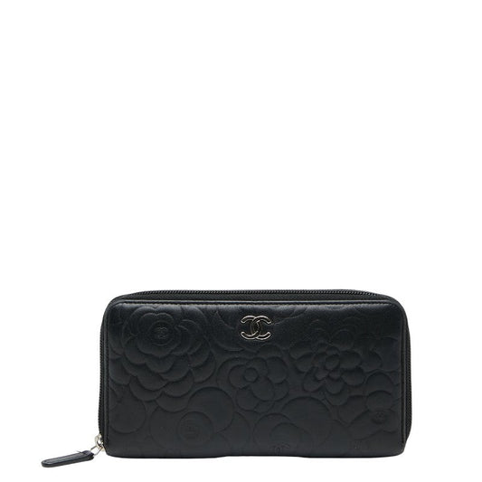 Chanel Coco Mark Camellia Lambskin Long Wallet