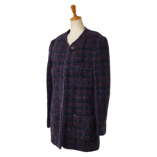 Chanel Coco Mark Check Silk Wool Nylon Jacket