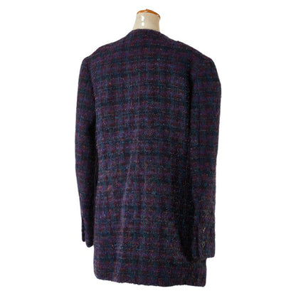 Chanel Coco Mark Check Silk Wool Nylon Jacket