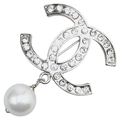 Chanel Metal Coco Mark Faux Pearl Brooch 07V