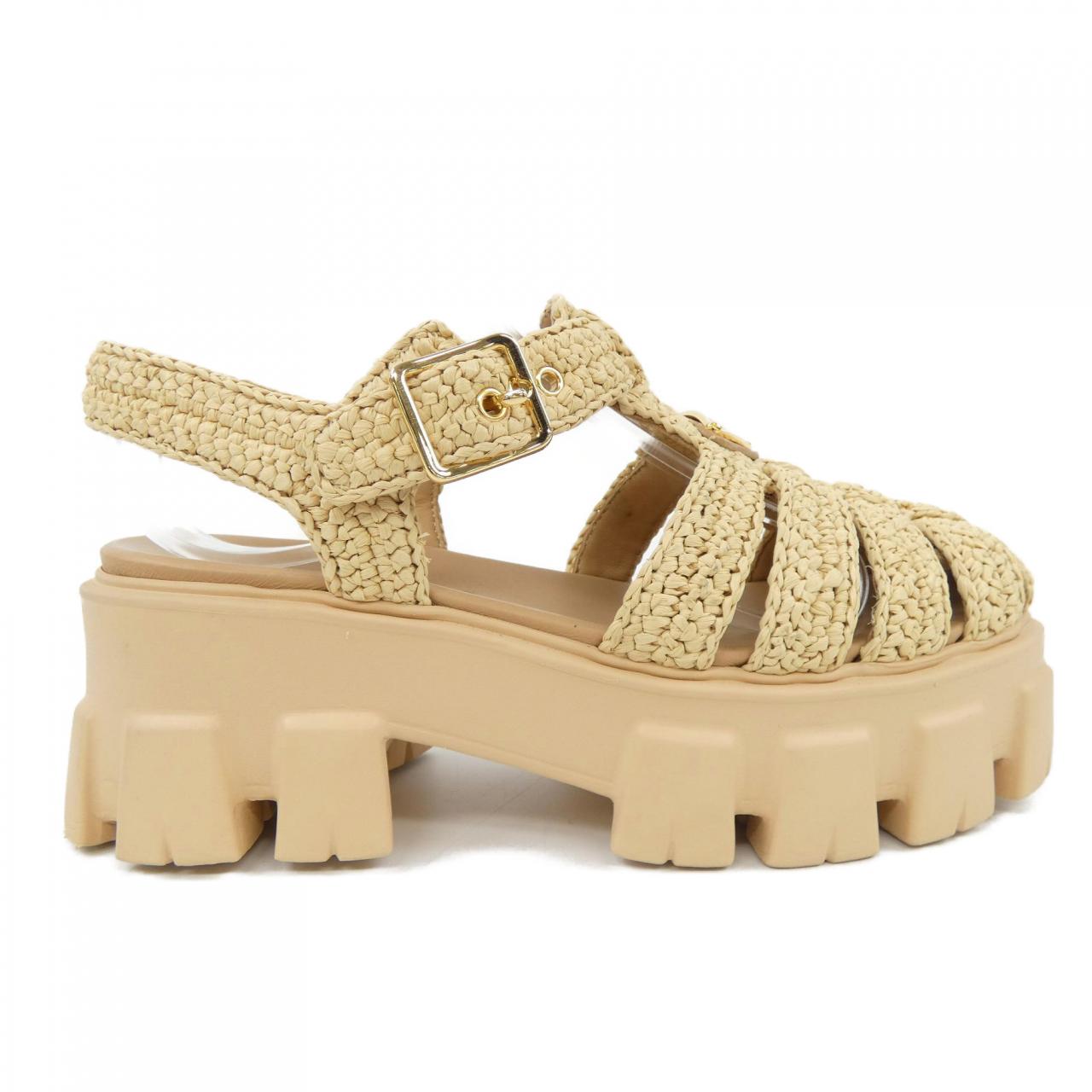 Prada Monolith Crochet Triangle Logo Sandals