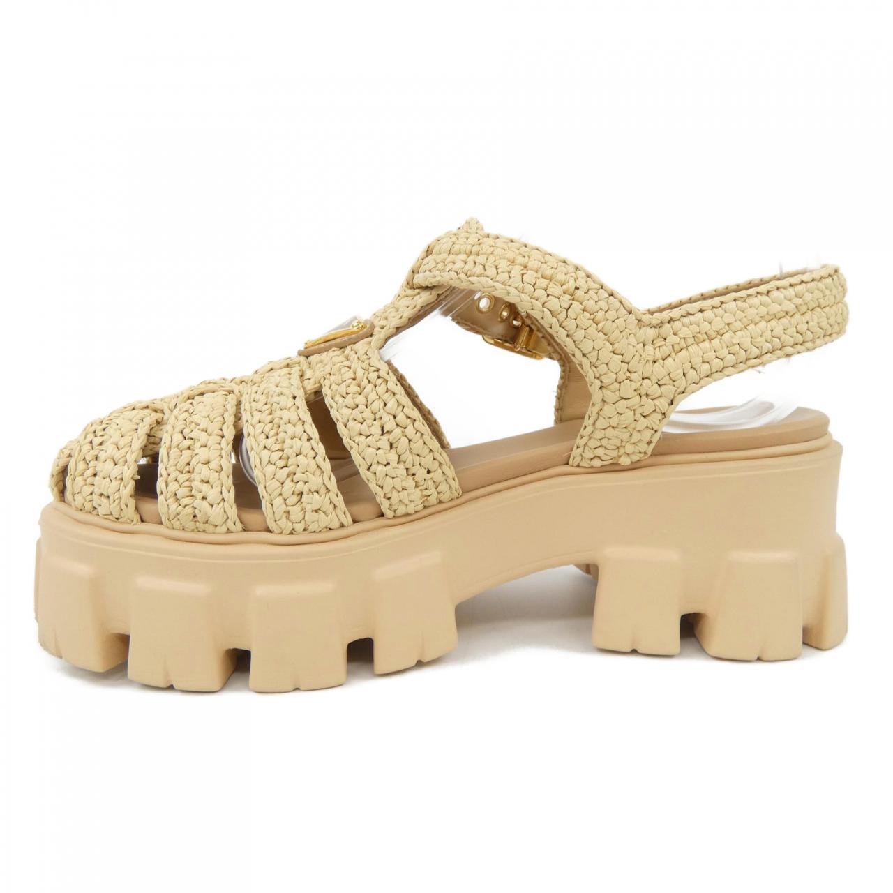 Prada Monolith Crochet Triangle Logo Sandals