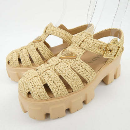 Prada Monolith Crochet Triangle Logo Sandals