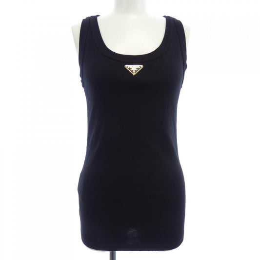 Prada Triangle Logo Rib Knit Jersey Tank Top