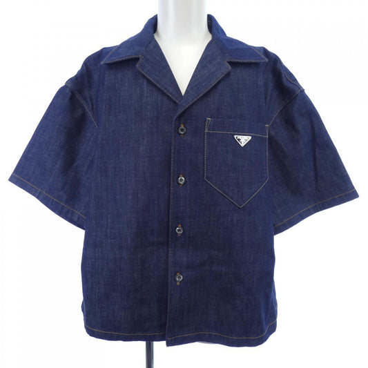 Prada Triangle Logo Selvedge Denim Shirt