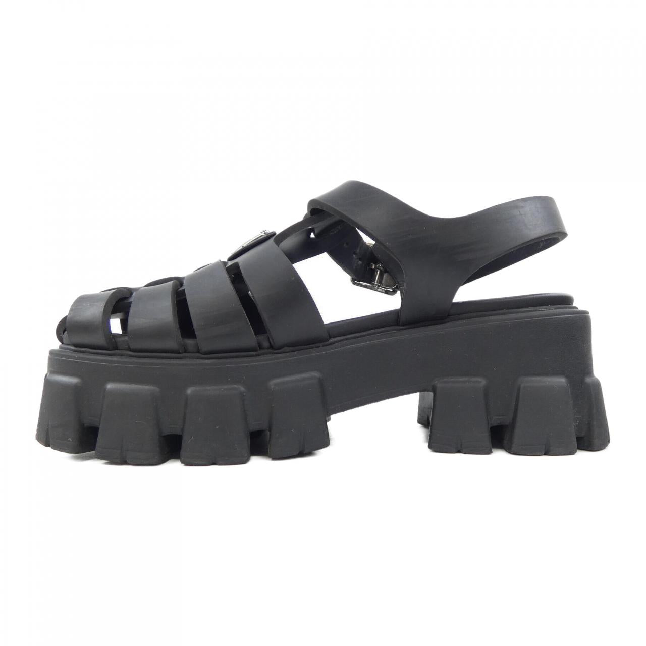 Prada Triangle Logo Monolith Foam Rubber Sandals