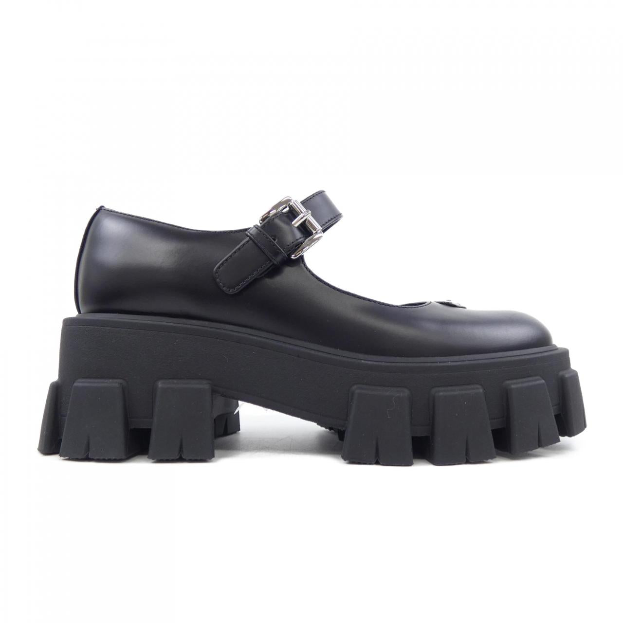 Prada Monolith Mary Jane Brushed Leather Shoes