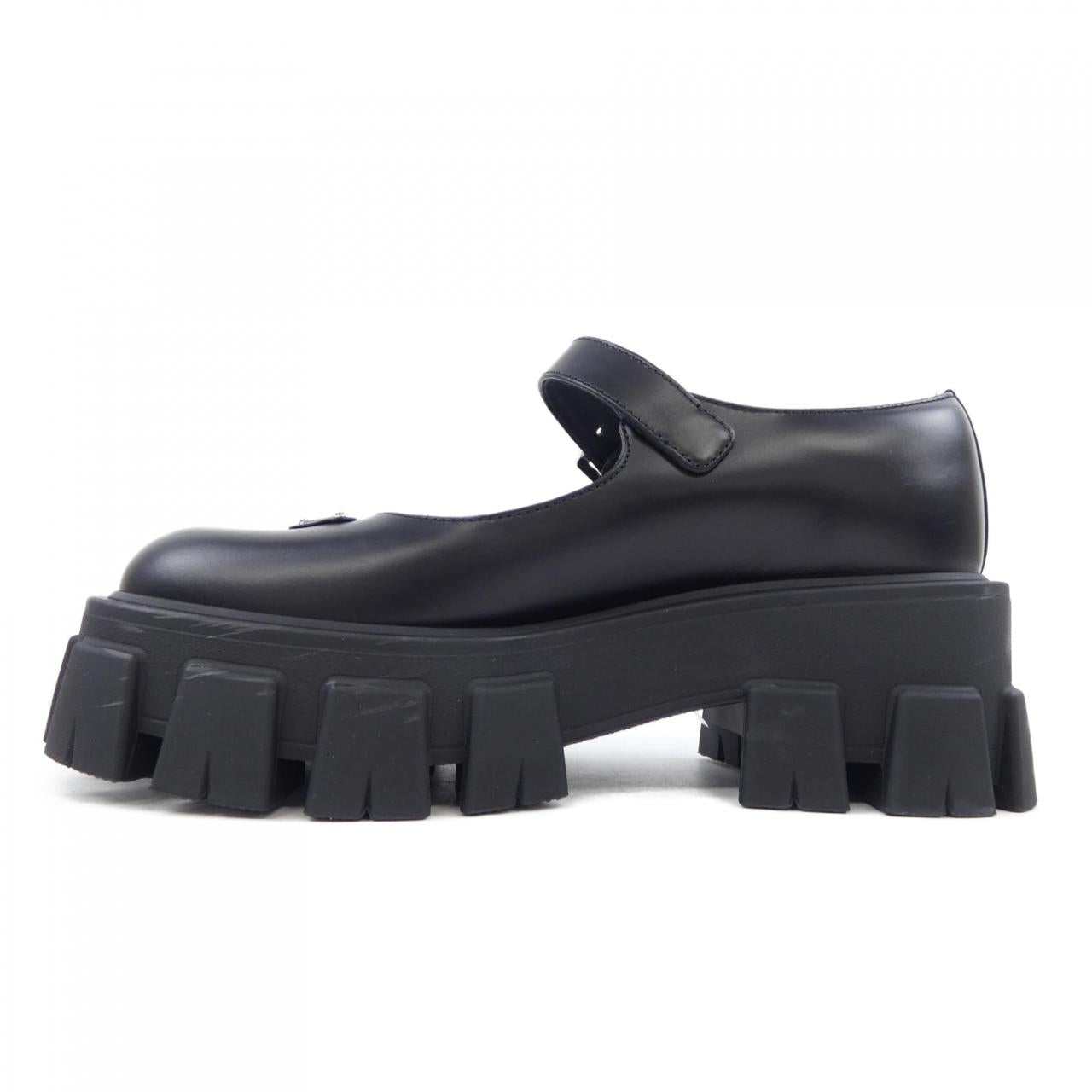 Prada Monolith Mary Jane Brushed Leather Shoes