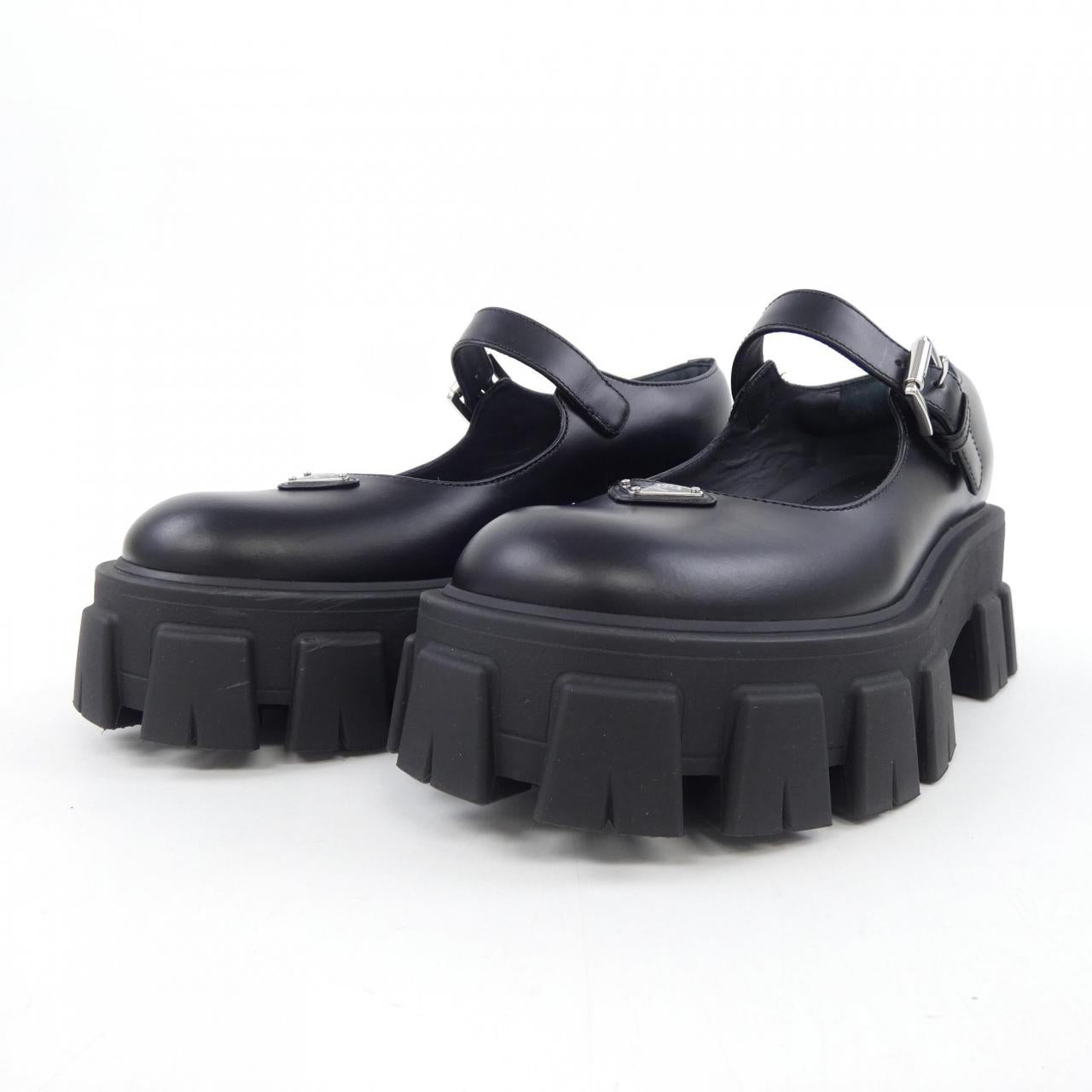Prada Monolith Mary Jane Brushed Leather Shoes