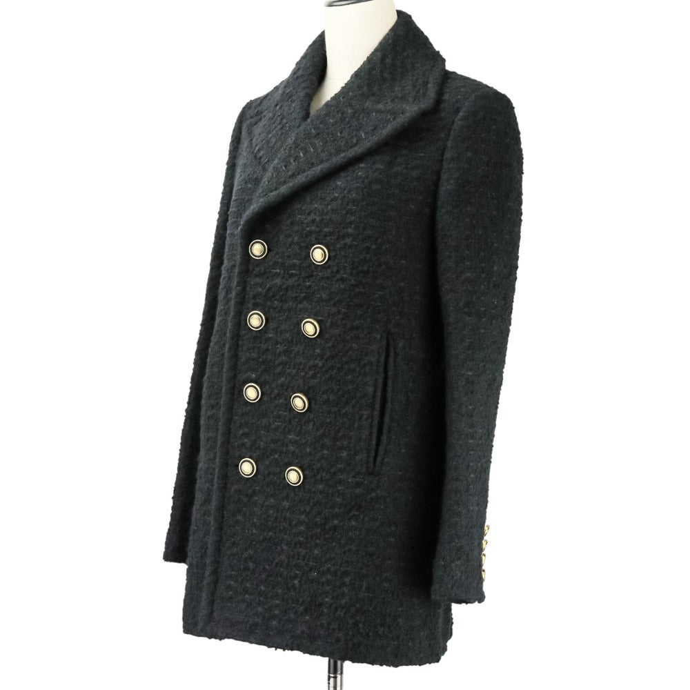 Saint Laurent Paris Double-Breasted Tweed Coat