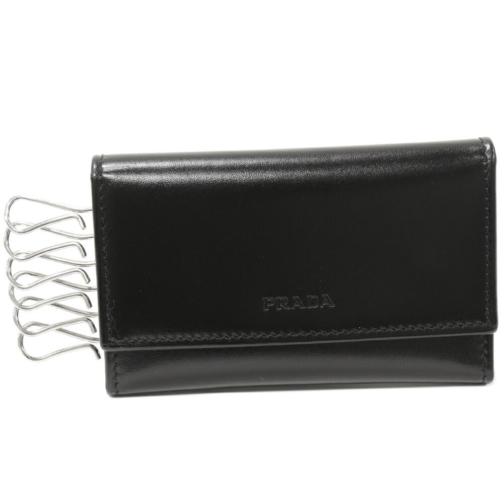 Prada Vitello Box 6 Key Case Calf Nero M25U