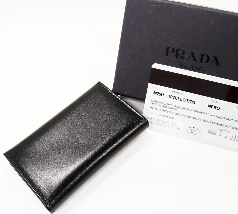 Prada Vitello Box 6 Key Case Calf Nero M25U