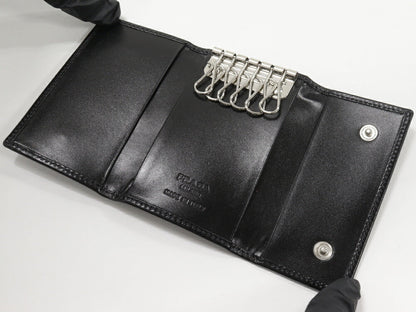 Prada Vitello Box 6 Key Case Calf Nero M25U
