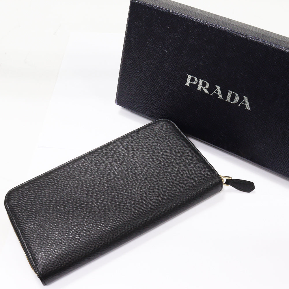 Prada Saffiano Calf Round Zip Long Wallet 1ML506