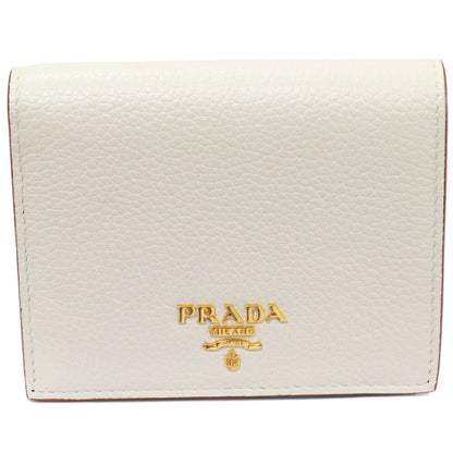 Prada Calf 1MV204 Bi-fold Wallet Ivory x Camel