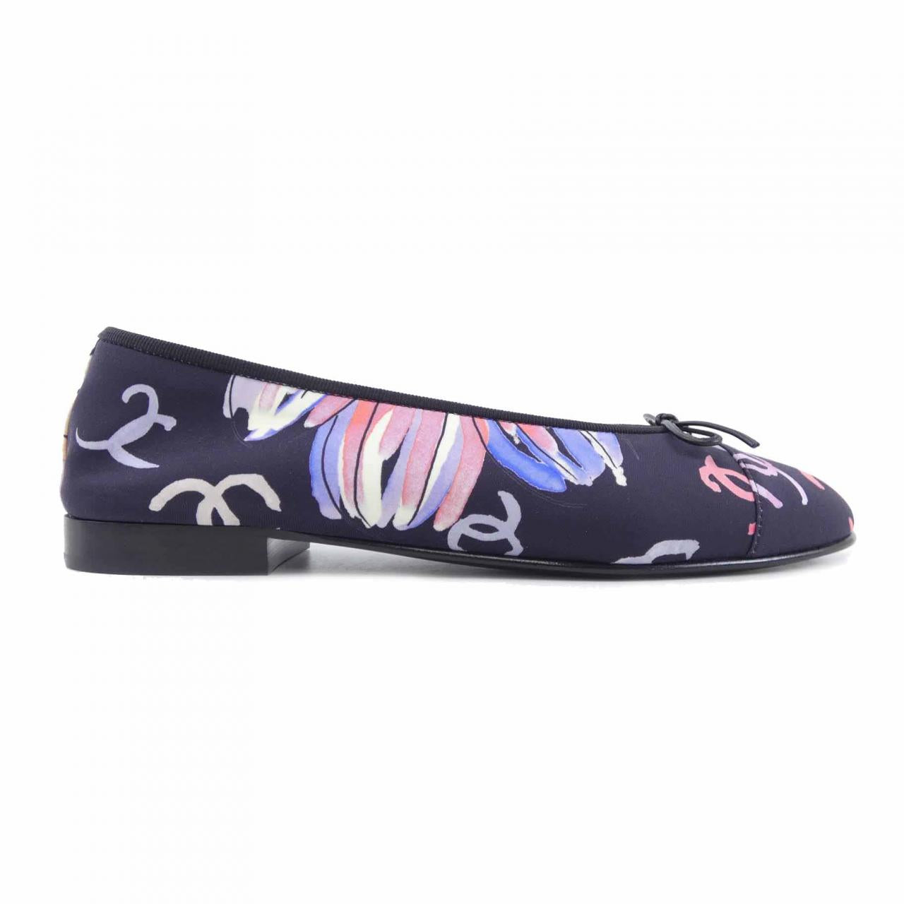 Chanel G02819B16622 Print Stretch Jersey Flat Shoes