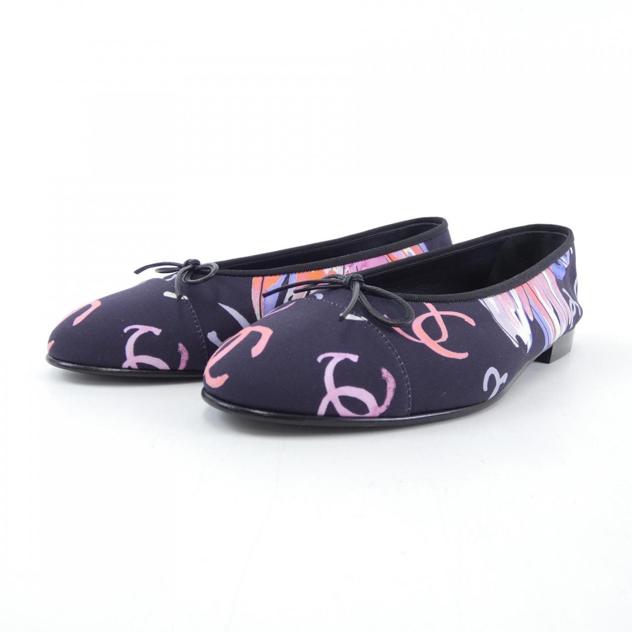 Chanel G02819B16622 Print Stretch Jersey Flat Shoes