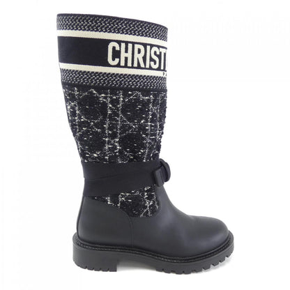 Christian Dior D-MAJOR Calfskin/Canage Tweed Boots