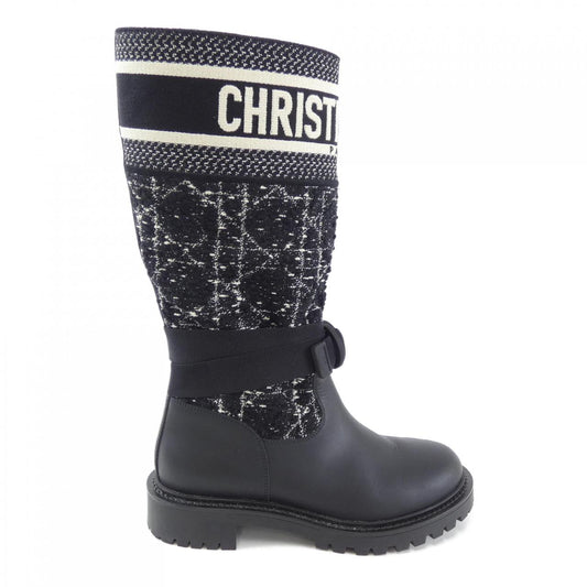 Christian Dior D-MAJOR Calfskin/Canage Tweed Boots