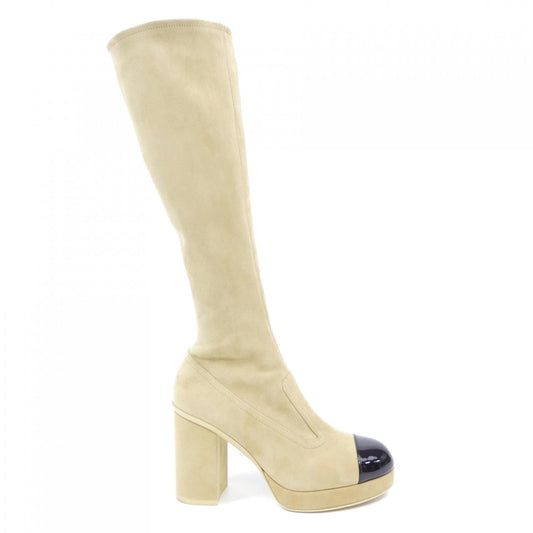 Chanel Suede Kidskin Patent Calfskin Long Boots