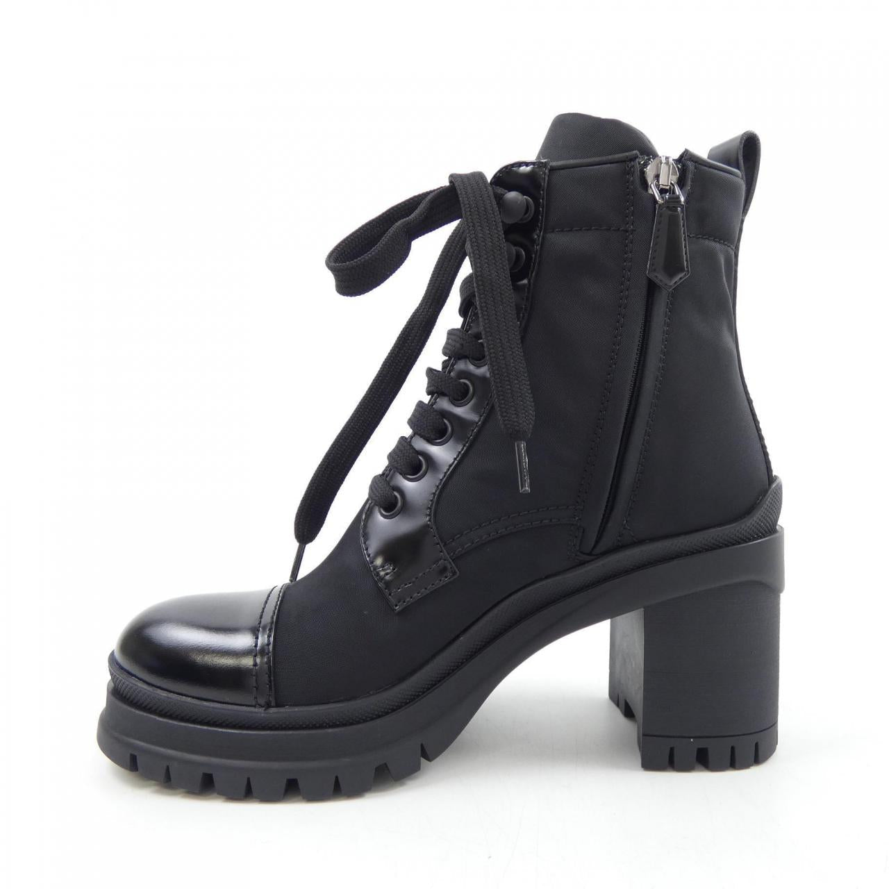 Prada 1T708M Brushed Leather Nylon Boots