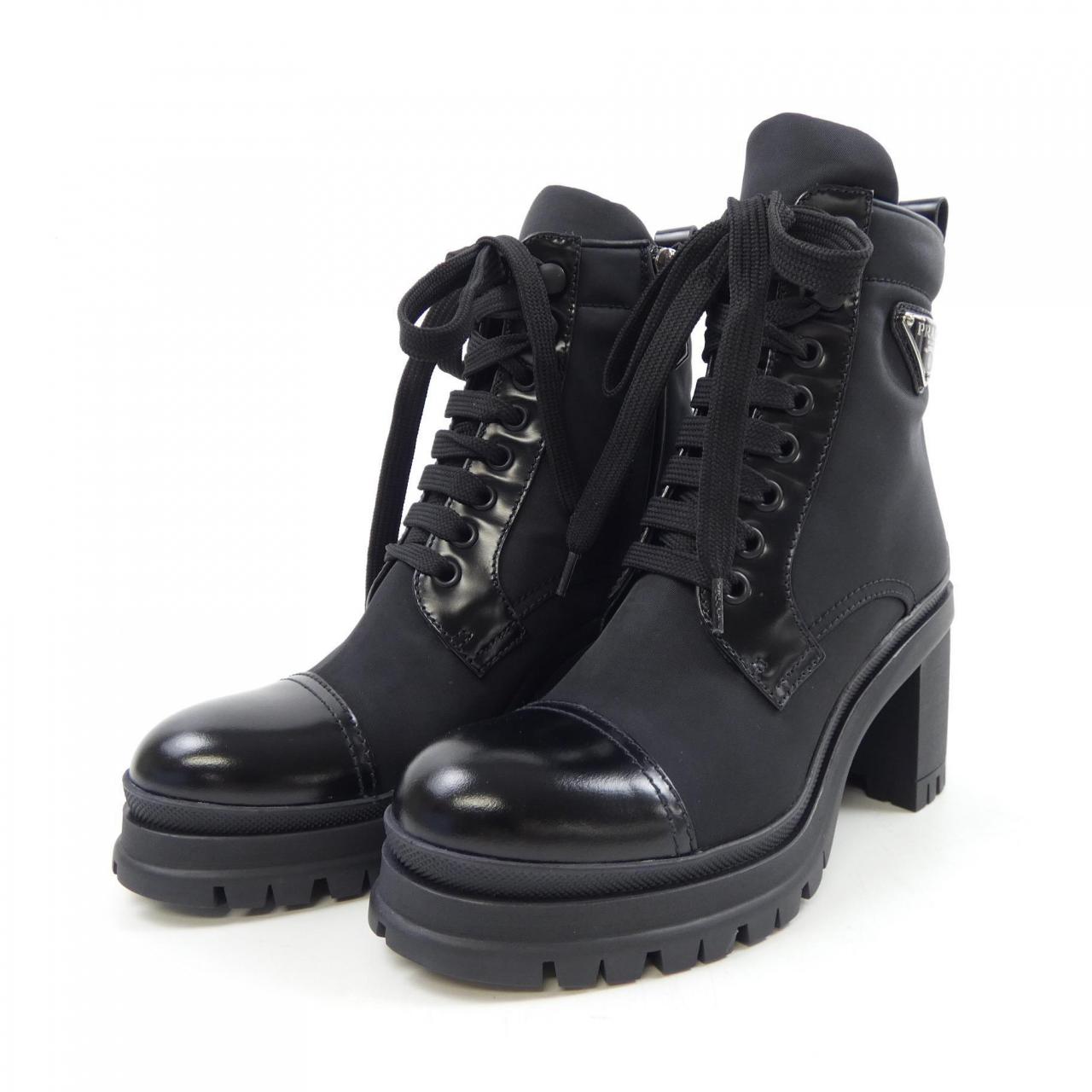 Prada 1T708M Brushed Leather Nylon Boots
