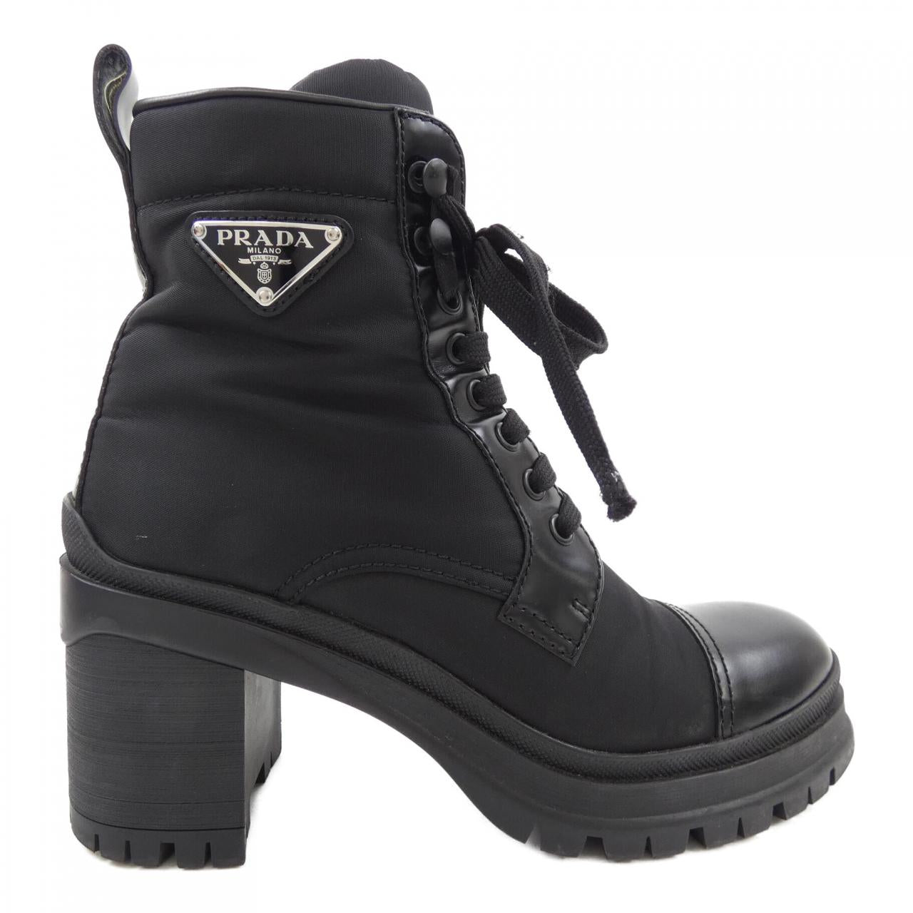 Prada Brushed Leather Nylon Boots