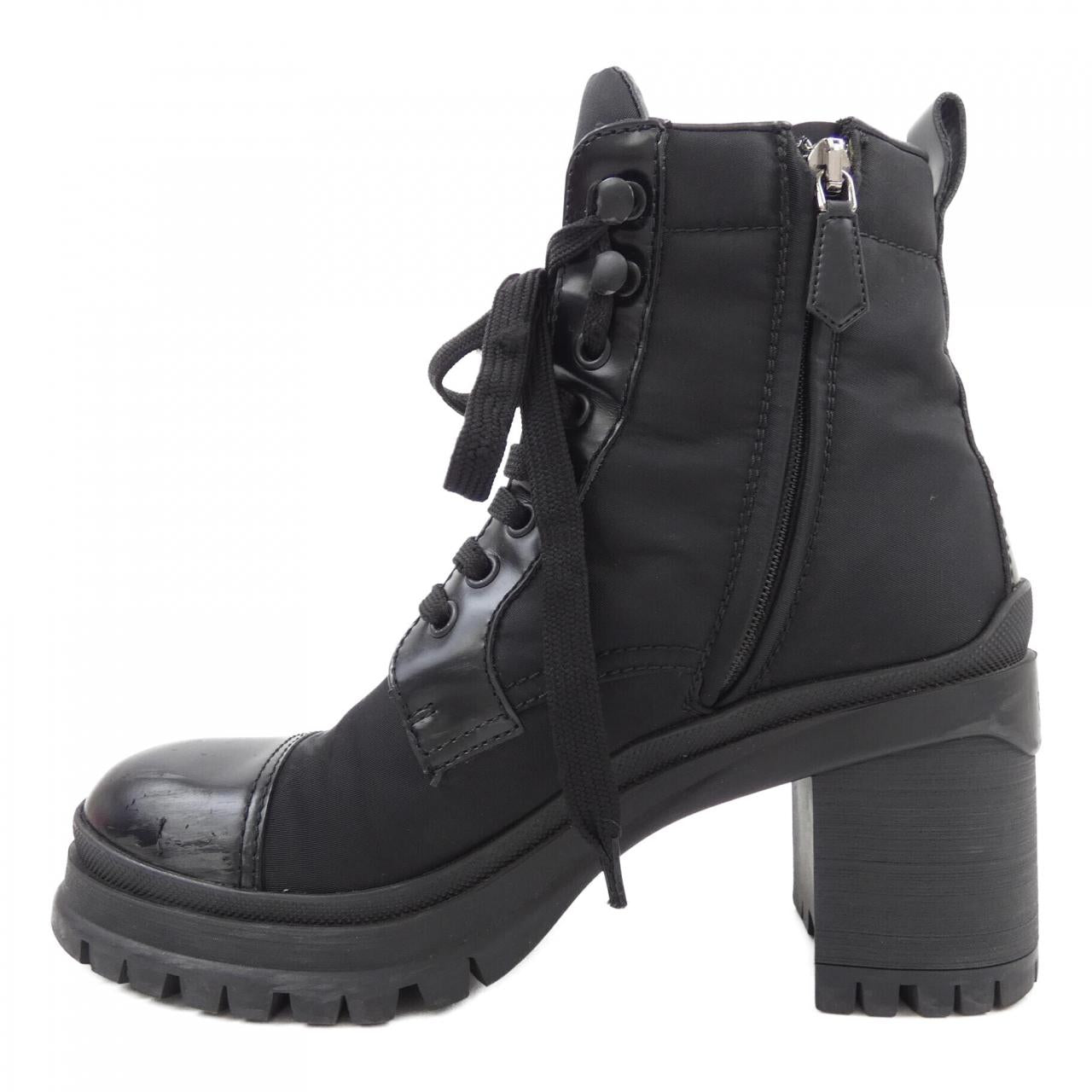 Prada Brushed Leather Nylon Boots
