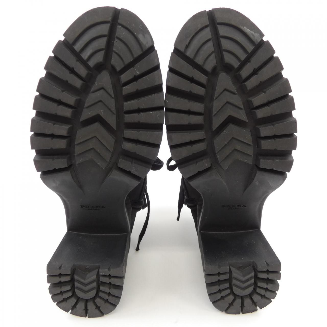 Prada Brushed Leather Nylon Boots