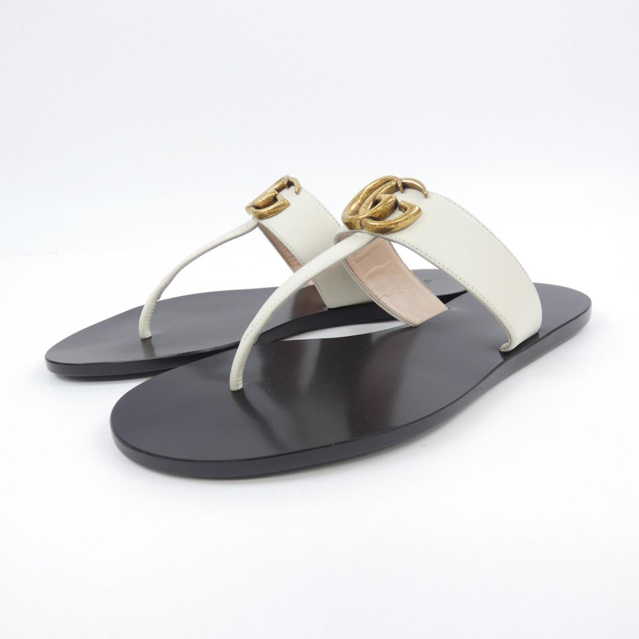 Gucci Double G Flat Leather Sandals